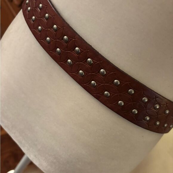 Fossil Brown Textured Leather Belt with Grommets - Picture 2 of 6